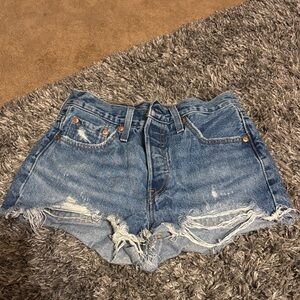 Levi's Blue Distressed Jean Shorts